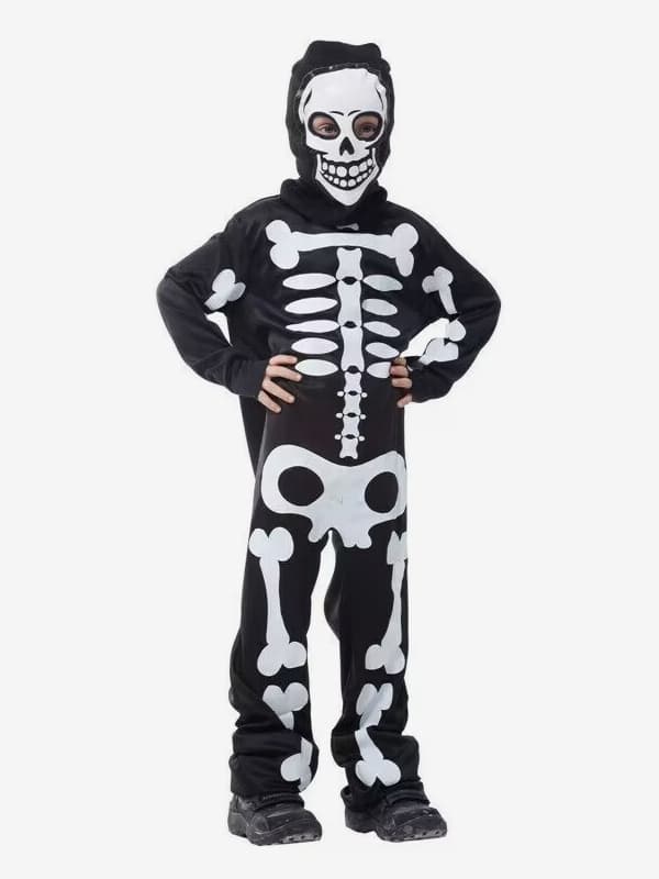 Halloween Costumes d\\'Halloween pour enfants Ensemble de polyester noir Halloween Combinaison pour enfants Gants