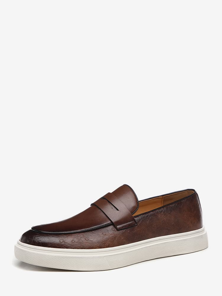 Mocassins Penny pour hommes en cuir à plateforme et bout rond chaussures à enfiler pour fête et mariage