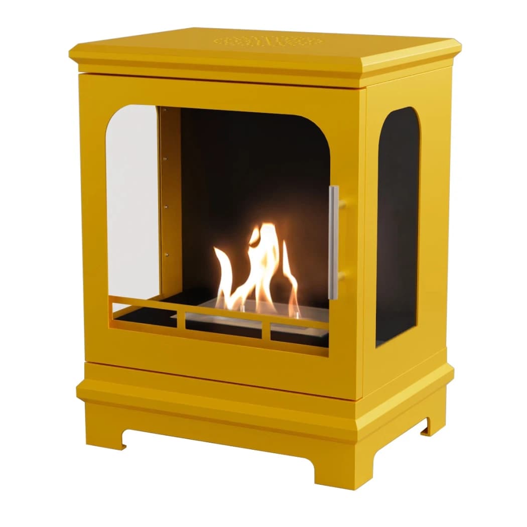 ScandiFlames Honolulu Jaune – Poêle à bioéthanol autonome – Temps de combustion de 5 heures – Effet de chaleur de 1,6 kW