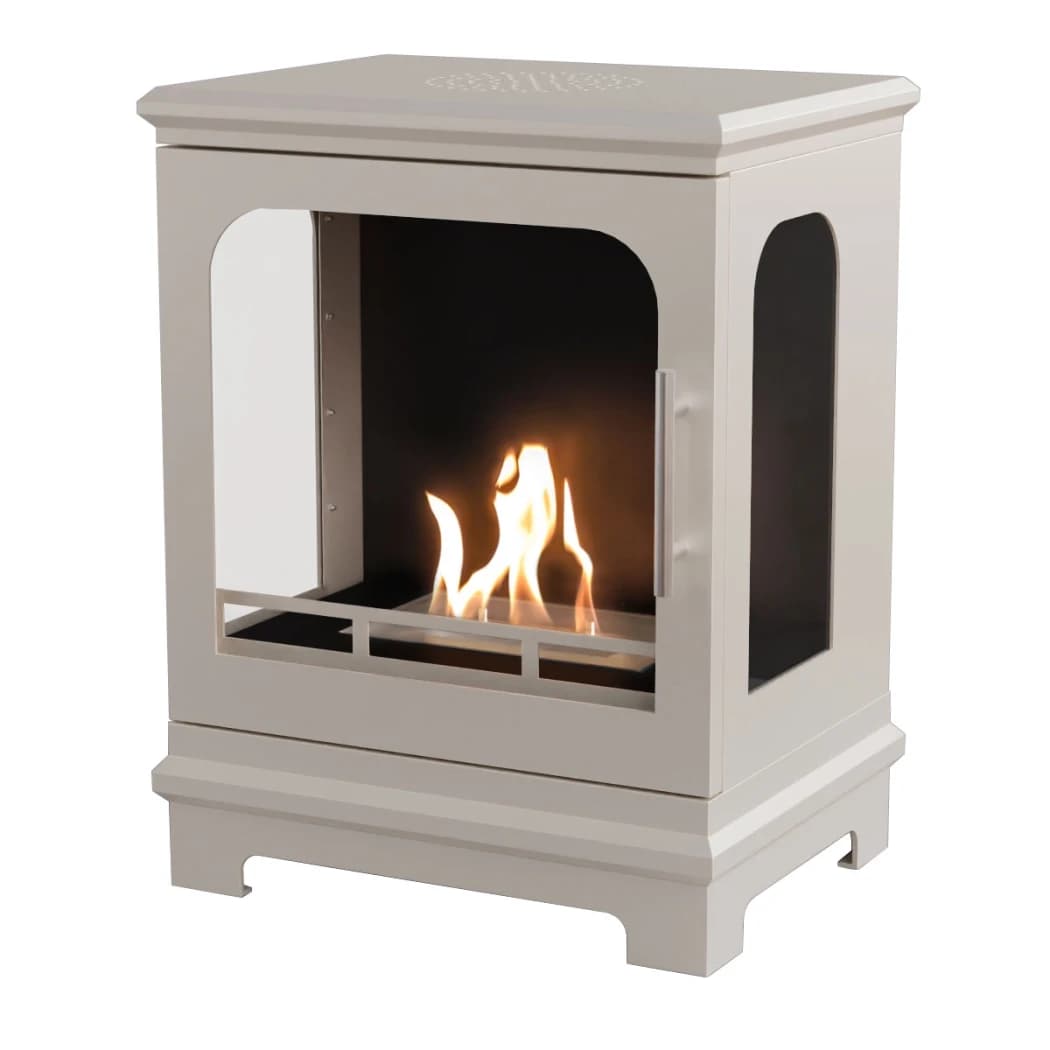 ScandiFlames Honolulu Oyster White – Poêle à Bioéthanol Autoportant – Temps de combustion de 5 heures – Effet de chaleur de 1,6 kW