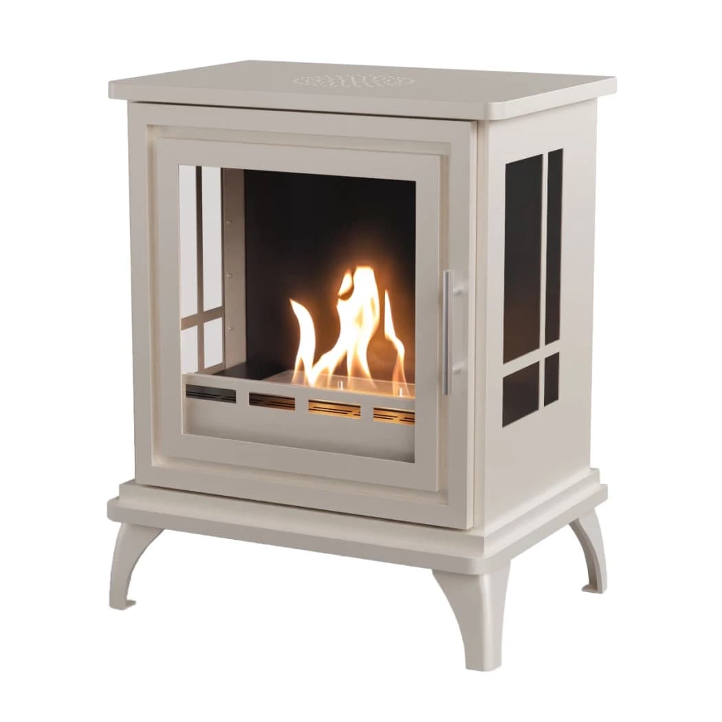 ScandiFlames Nashville Oyster White – Poêle à bioéthanol autoportant – Durée de combustion de 6 heures – Effet de chaleur de 2 kW