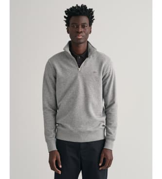 Gant pour homme. 2008005 Sweat-shirt demi-zip Shield gris (XXL), Casuel, Coton