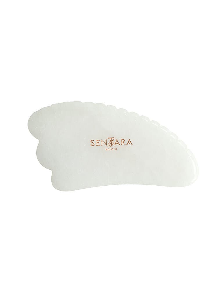 SENTARA Pierre de massage - Corne Gua Sha avec dents Jade blanche blanc
