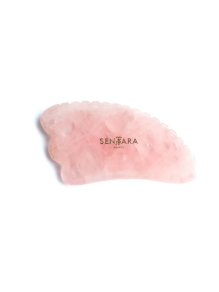 SENTARA Pierre de massage - Corne Gua Sha avec dent Quartz Rose rose