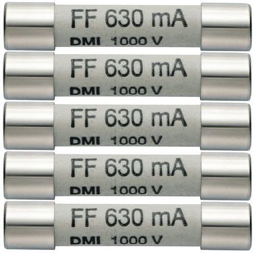 jeu de 5 fusibles de rechange - 630 ma / 1000 v - testo