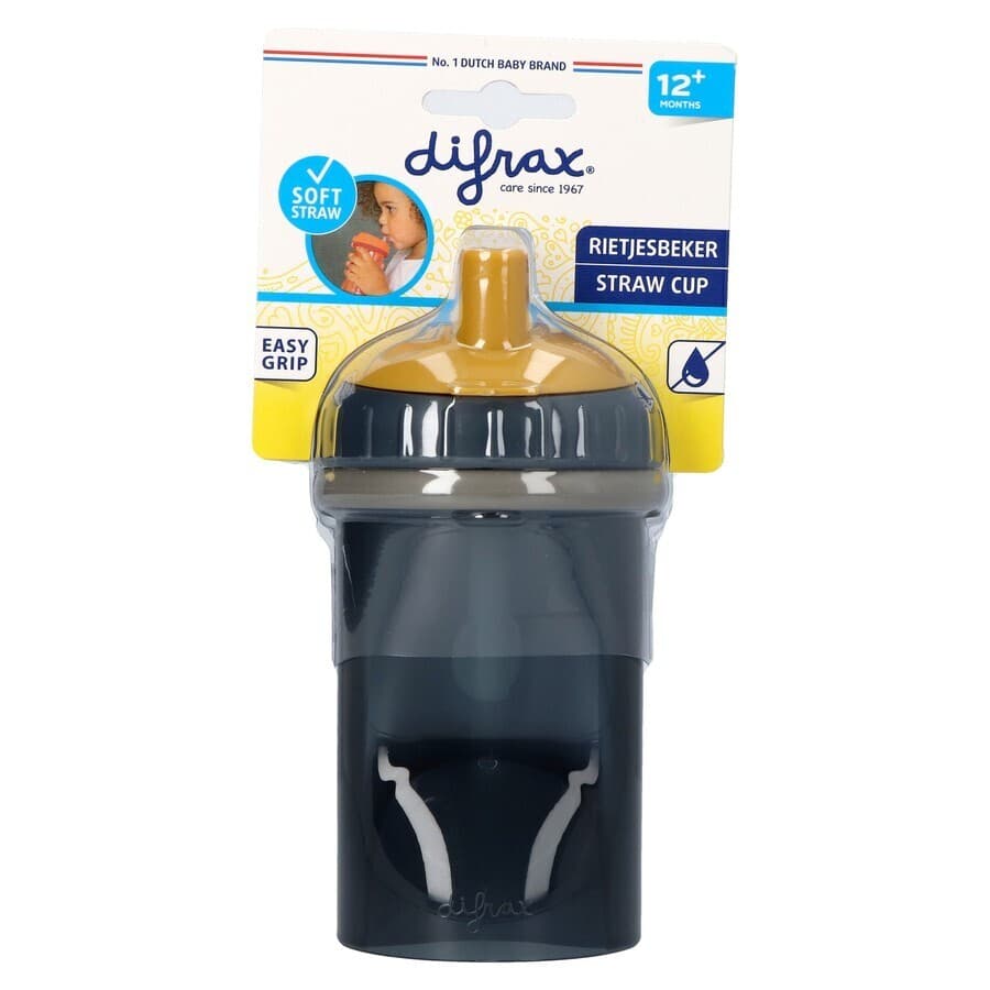 Difrax Pailles Gobelet Anti-fuites Bleu-gris Ou Orange