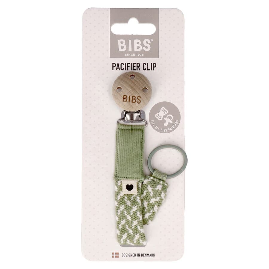 Bibs Attache Sucette Braided Sage&ivory