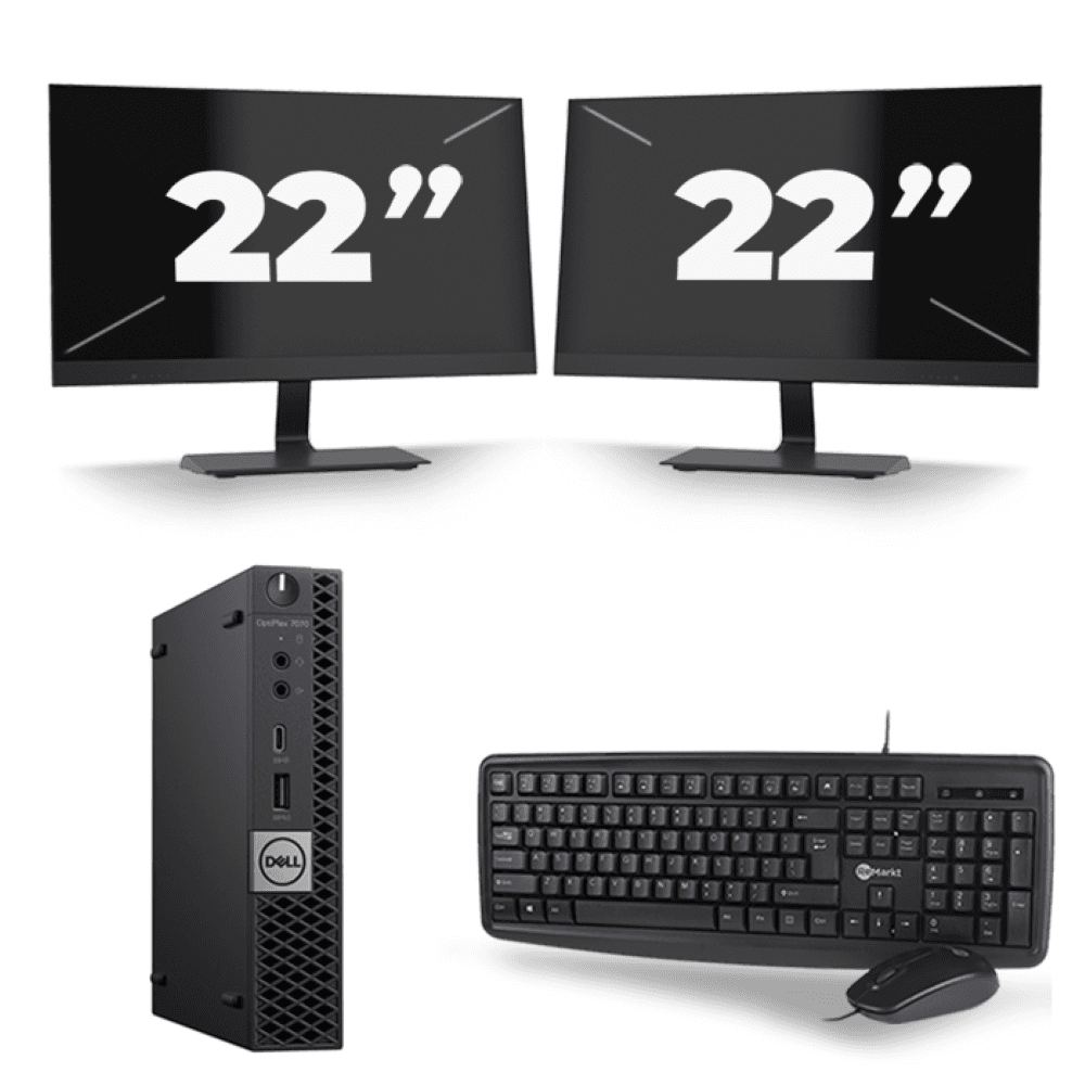 Dell Optiplex 7070 Micro USFF - Intel Core i5-9e Generatie - 8Go RAM - 256Go SSD - Windows 11 + 2x 22 inch Monitor