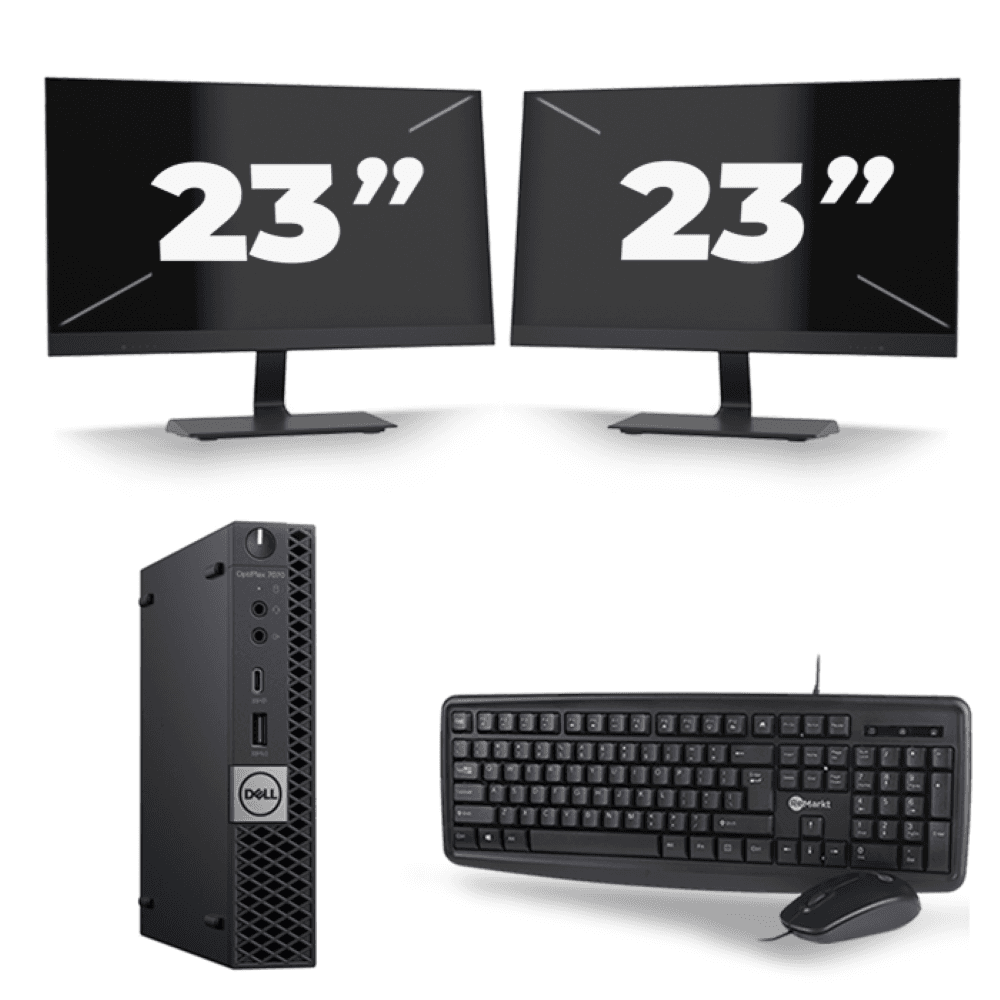 Dell Optiplex 7070 Micro USFF - Intel Core i5-9e Generatie - 8Go RAM - 256Go SSD - Windows 11 + 2x 23 inch Monitor