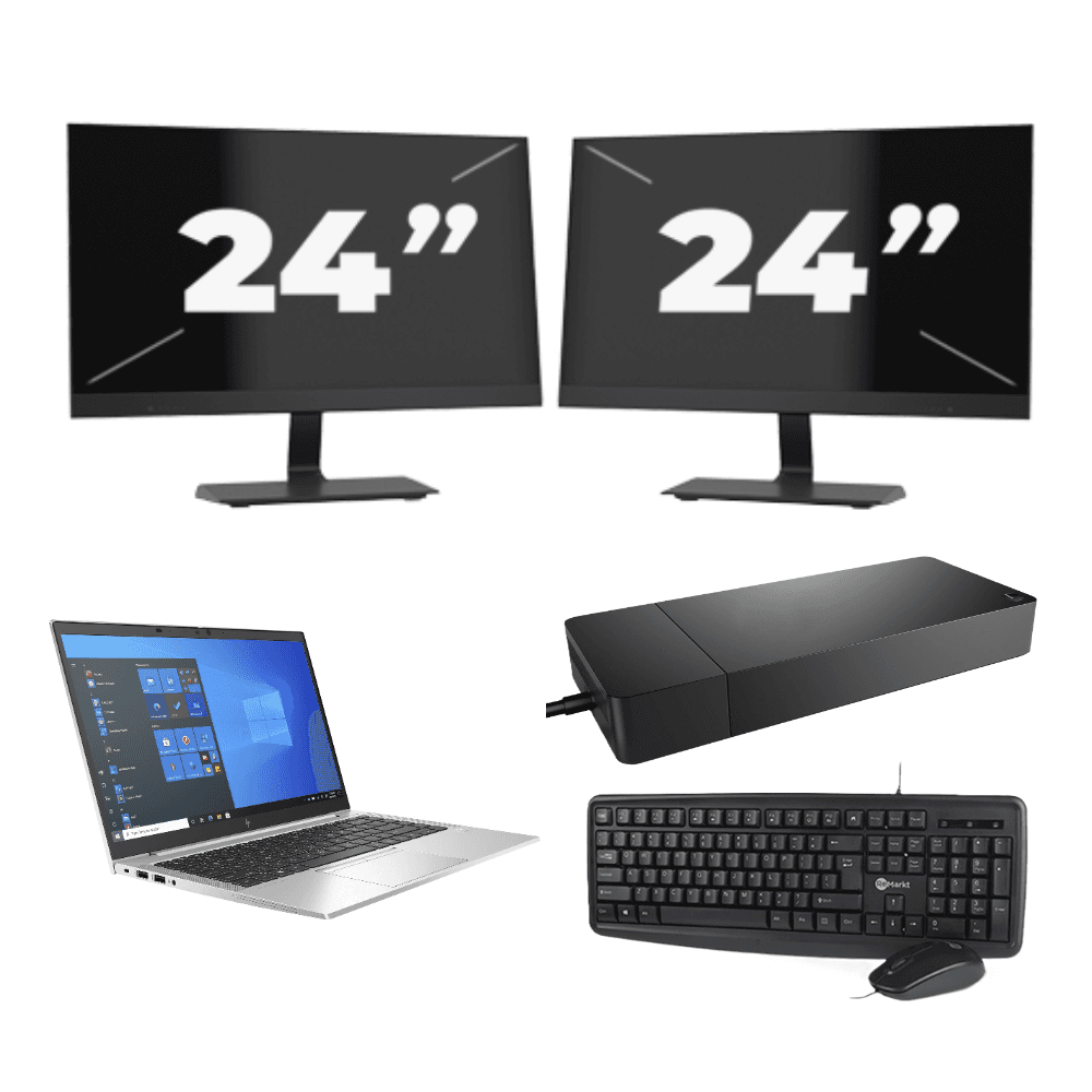 HP EliteBook 840 G8 - Intel Core i7-11.ᵃ Generación - 14 pulgadas - 8GB RAM - 256GB SSD - Windows 11 + 2x 24 pulgadas Monitor