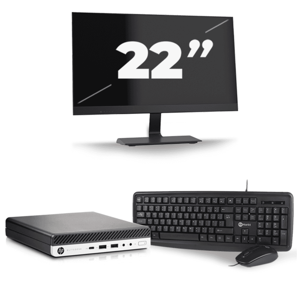 HP EliteDesk 800 G5 USFF - Intel Core i5-9e Generatie - 8Go RAM - 256Go SSD - Windows 11 + 1x 22 inch Monitor