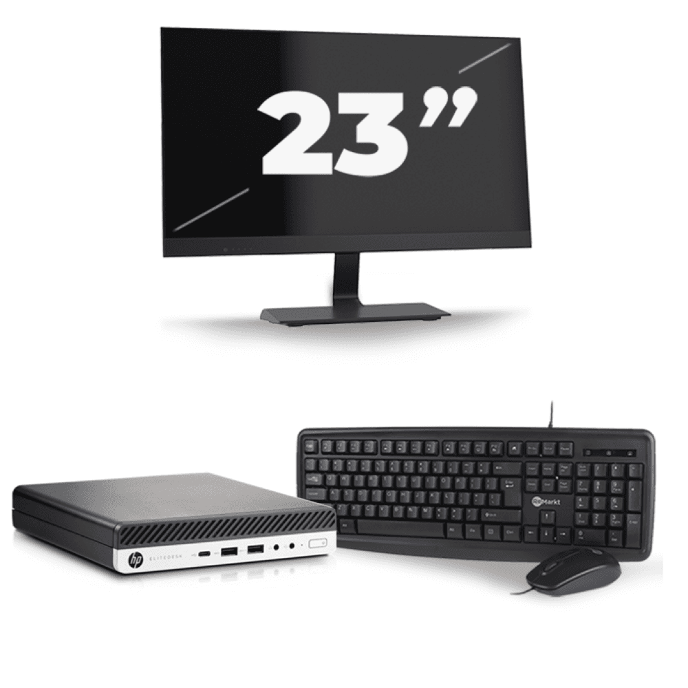 HP EliteDesk 800 G5 USFF - Intel Core i5-9e Generatie - 8Go RAM - 256Go SSD - Windows 11 + 1x 23 inch Monitor