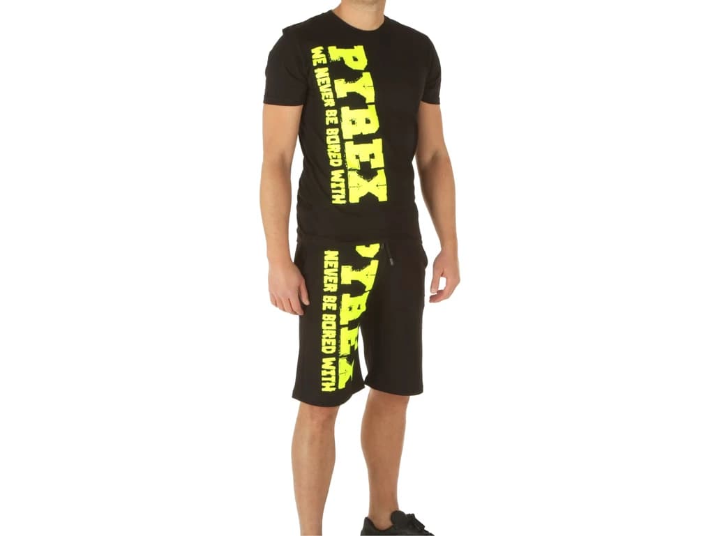 Pyrex Completo Maglia In Jersey Bermuda In Jersey Uomo, taille S Homme couleur Jaune Fluo|Noir
