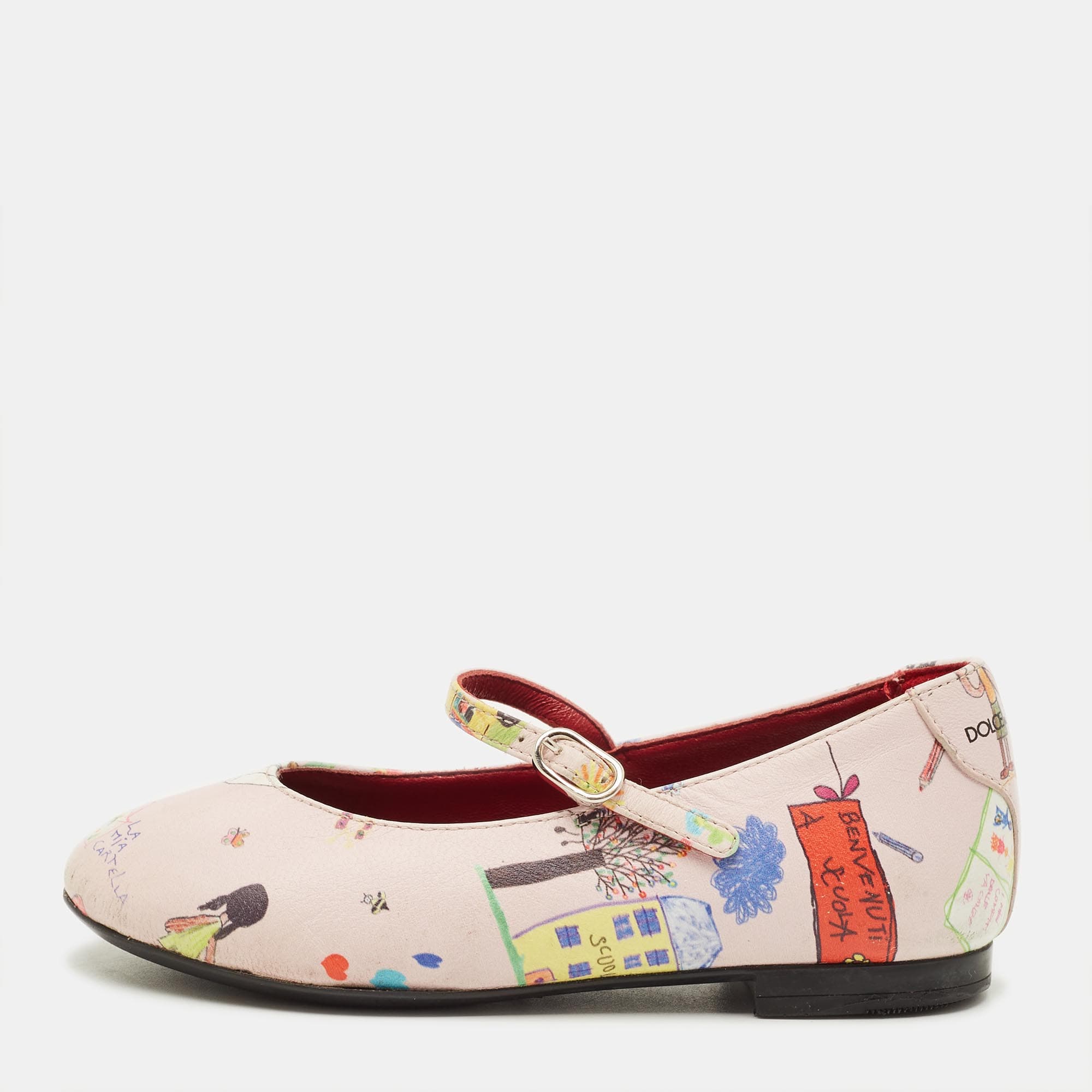 Dolce & Gabbana Back To School Size 26 Pink Leather Ballet Flats