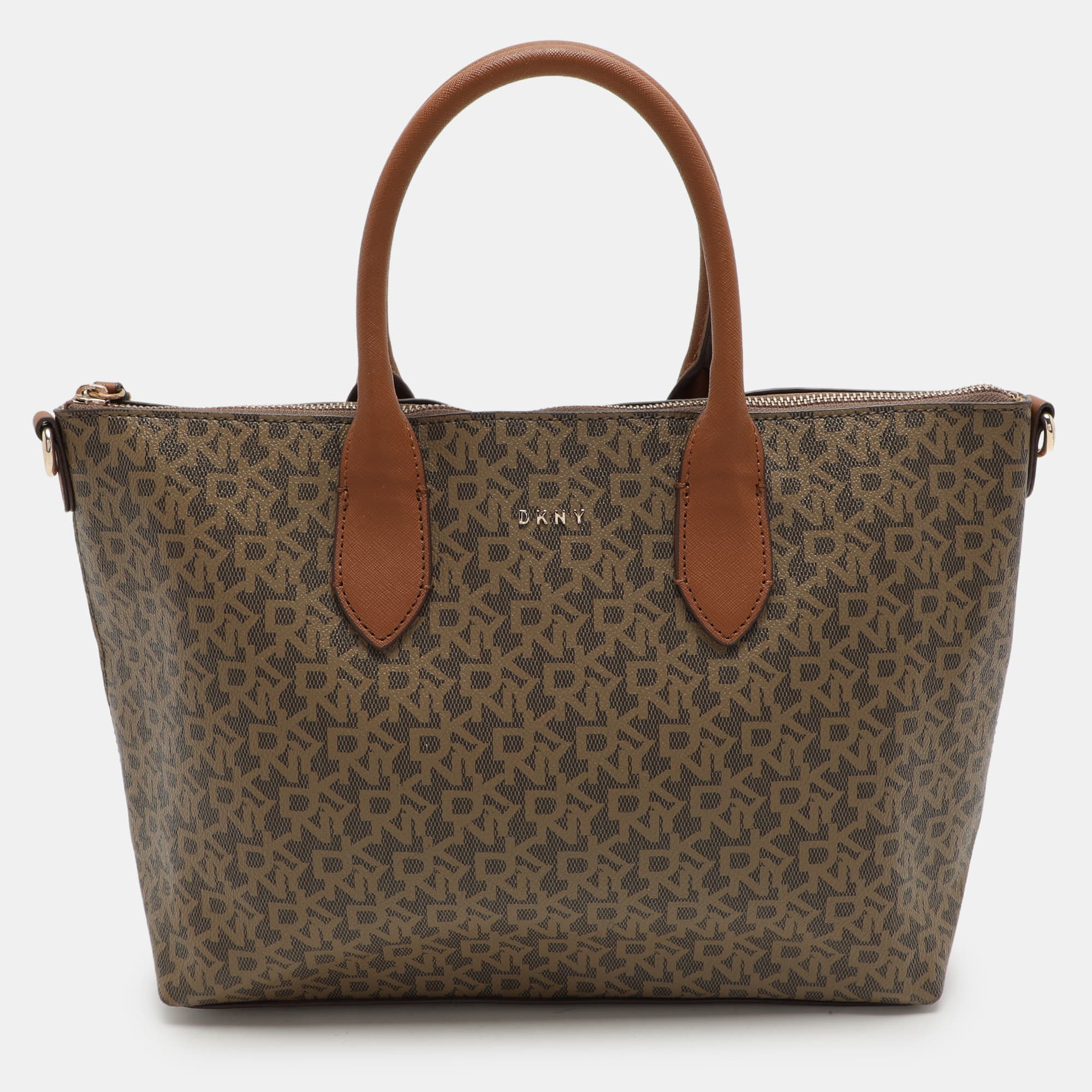 Dkny Brown Coated Canvas Tote Bag