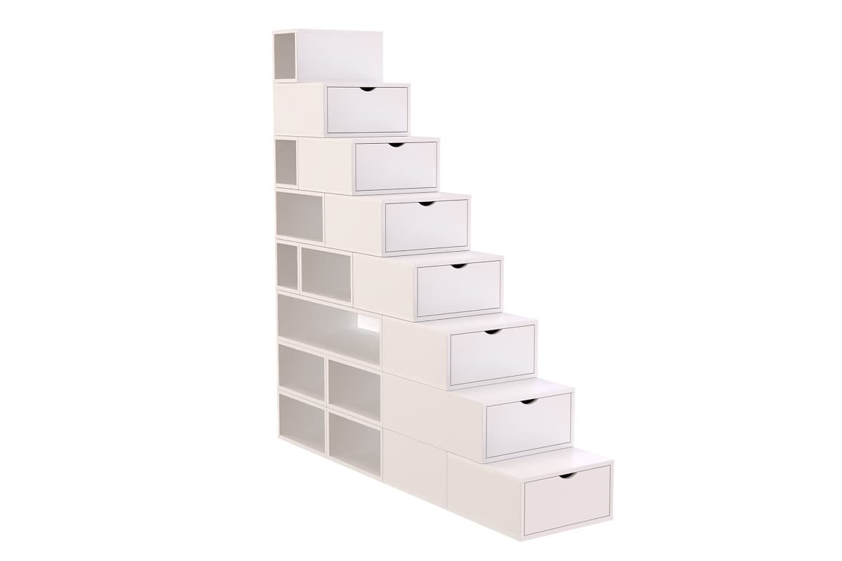 Escalier Cube de rangement hauteur 200 cm - Blanc