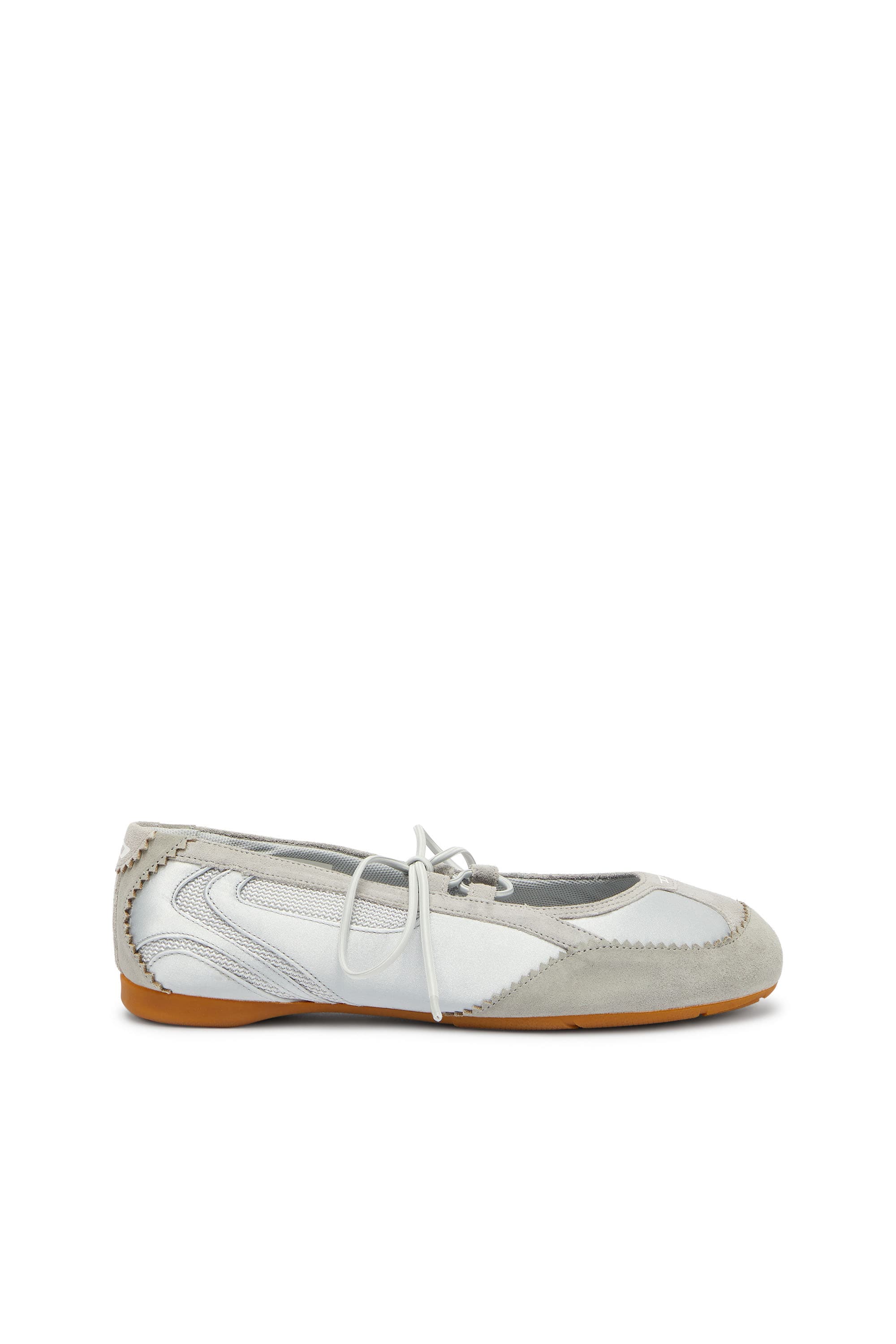 Diesel - D-Mile - Ballerines à lacets en cuir et mesh - Chaussures Plates - Femme - Gris