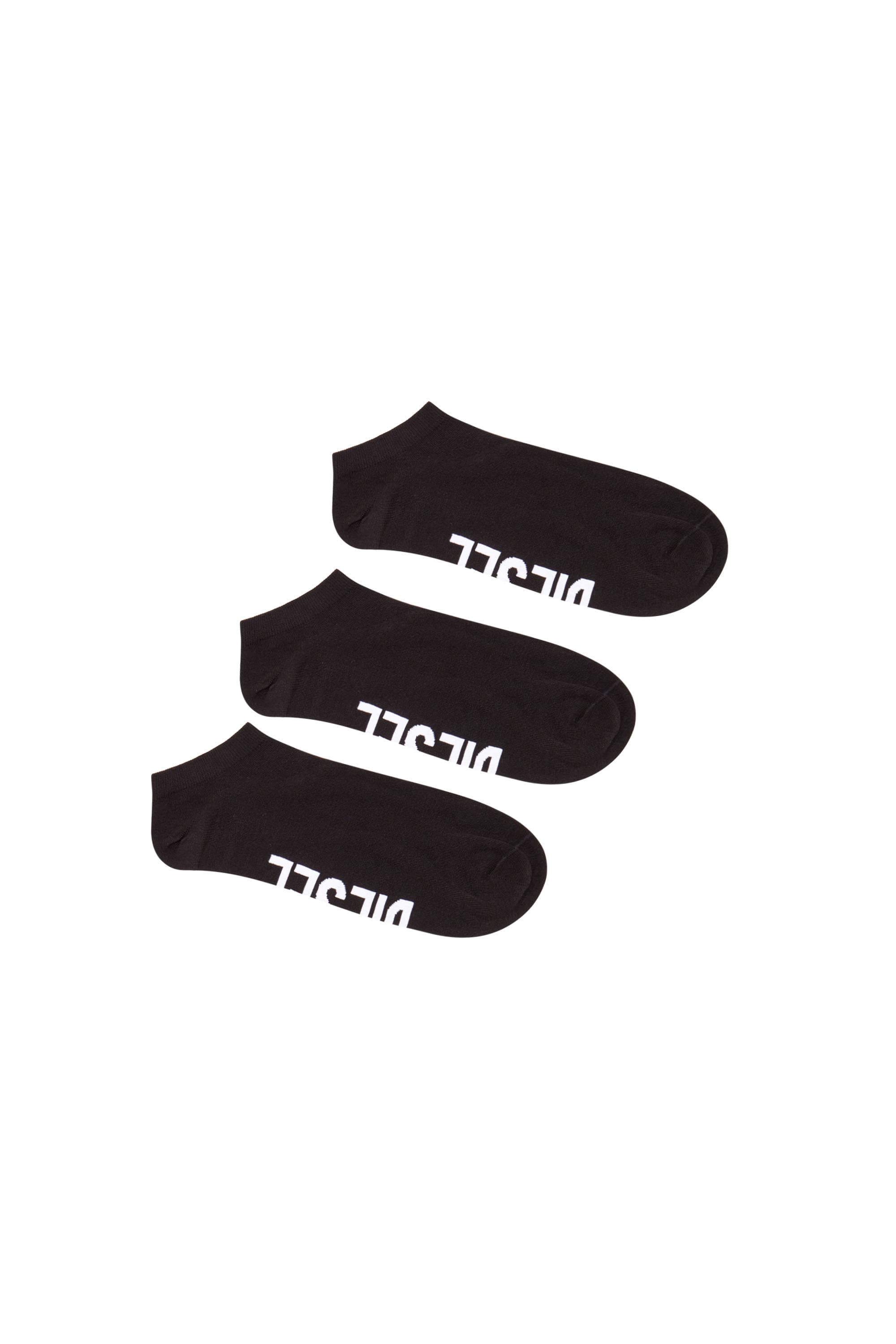 Diesel - Lot de trois paires de chaussettes basses avec logo sur le cou-de-pied - Chaussettes - Homme - Noir