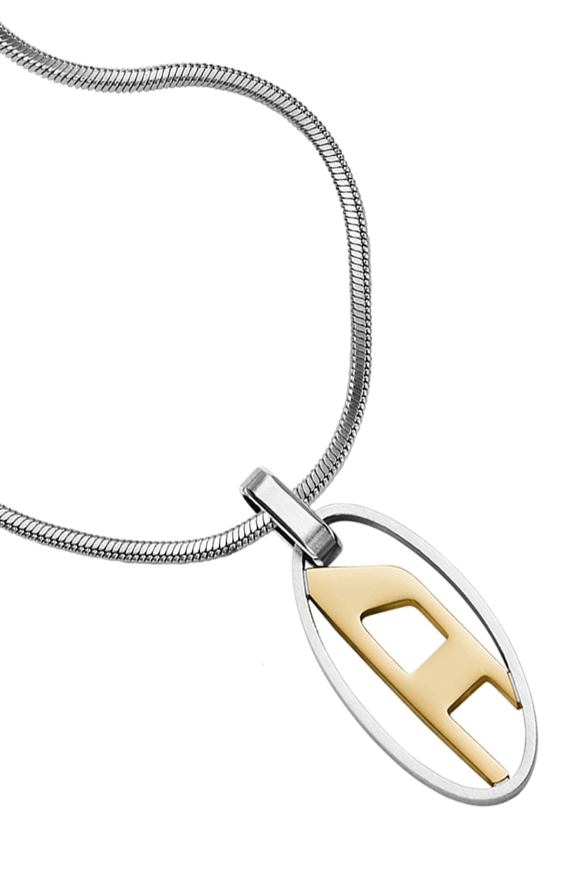 Diesel - Collier pendentif en acier inoxydable bicolore - Colliers et chaînes - Mixte - Gris argenté