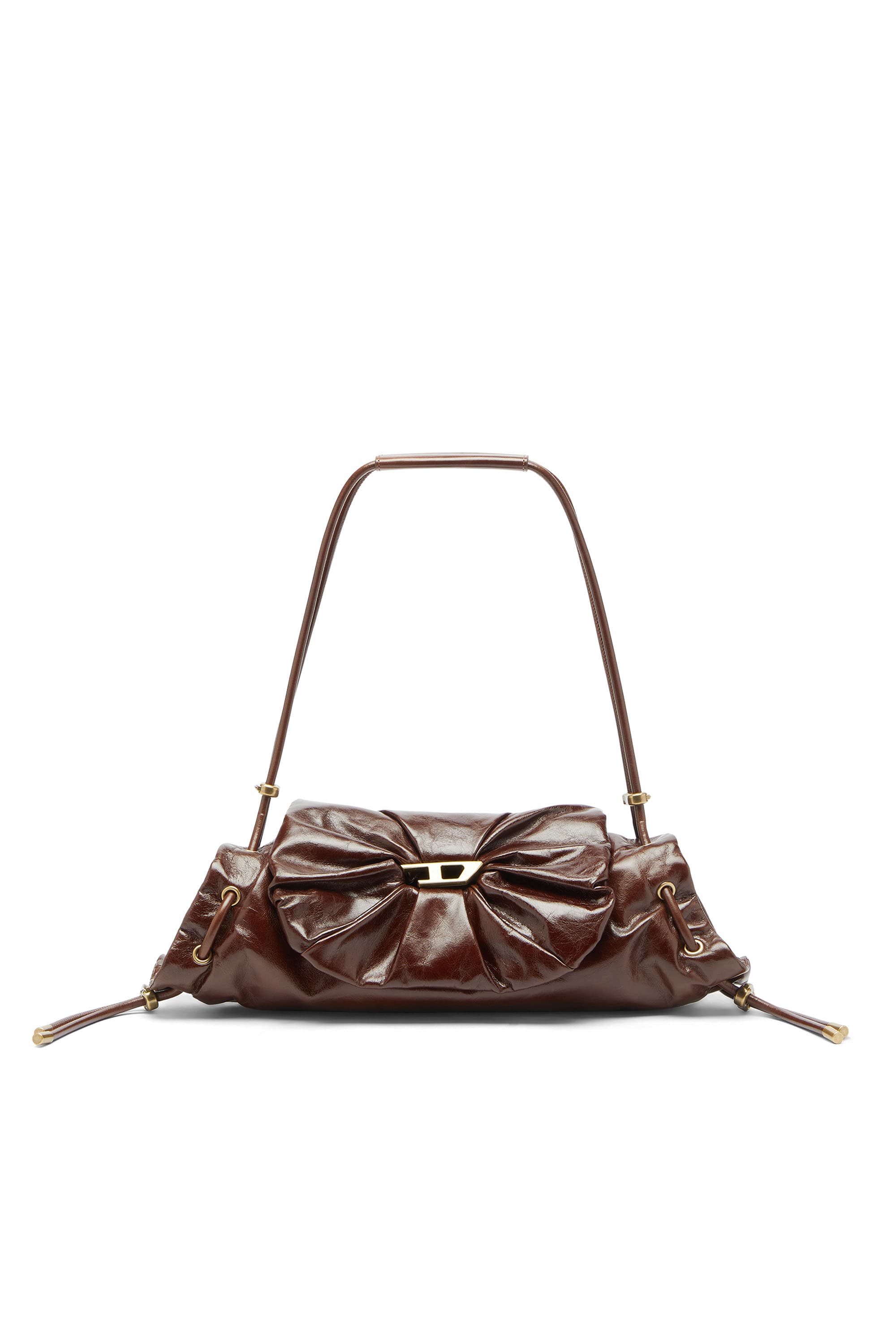 Diesel - Scrunch-D-Petit sac à bandoulière en cuir froissé - Sacs d'Épaule - Femme - Marron