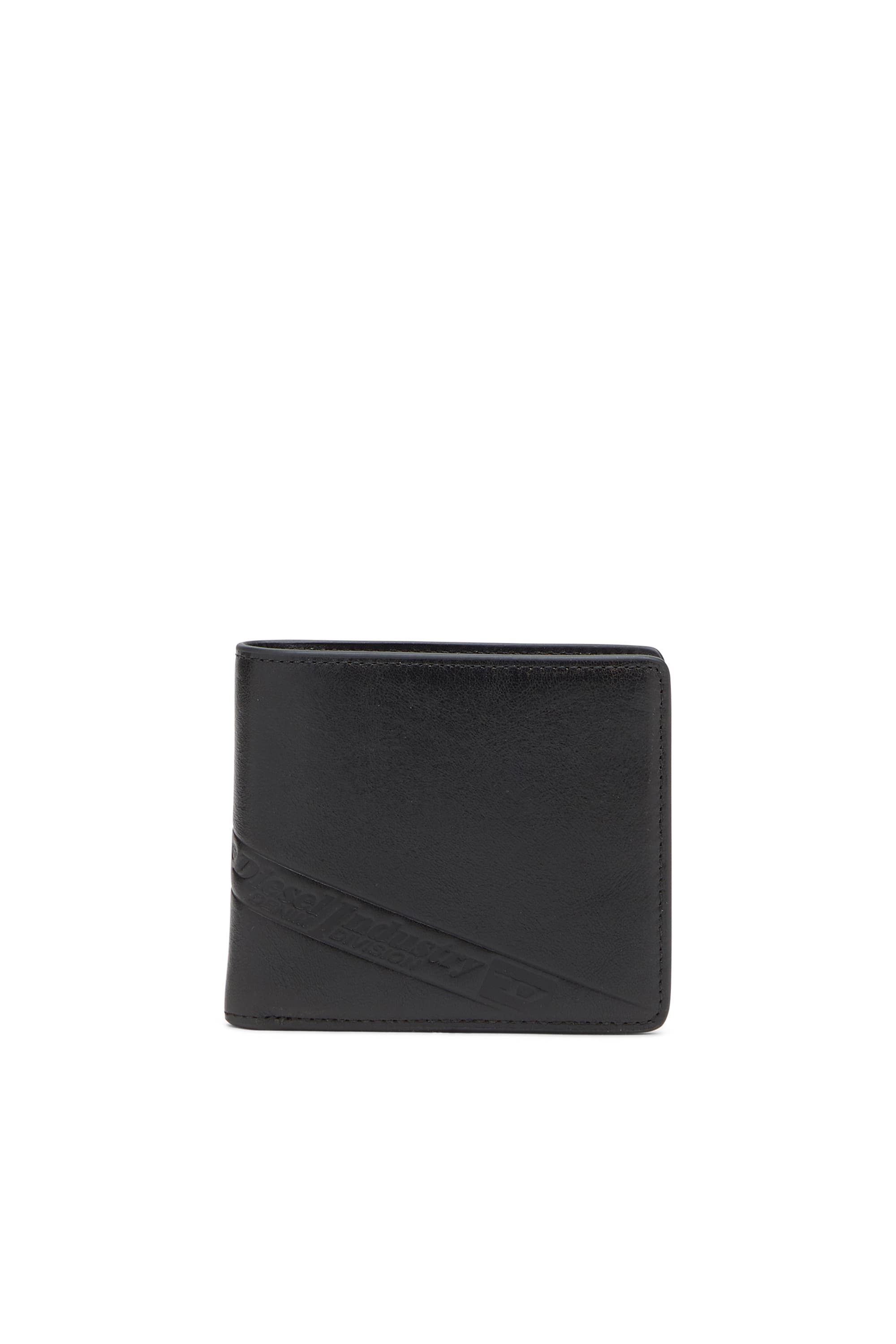 Diesel - Portefeuille en cuir pliable avec logo embossé - Petits Portefeuilles - Homme - Noir