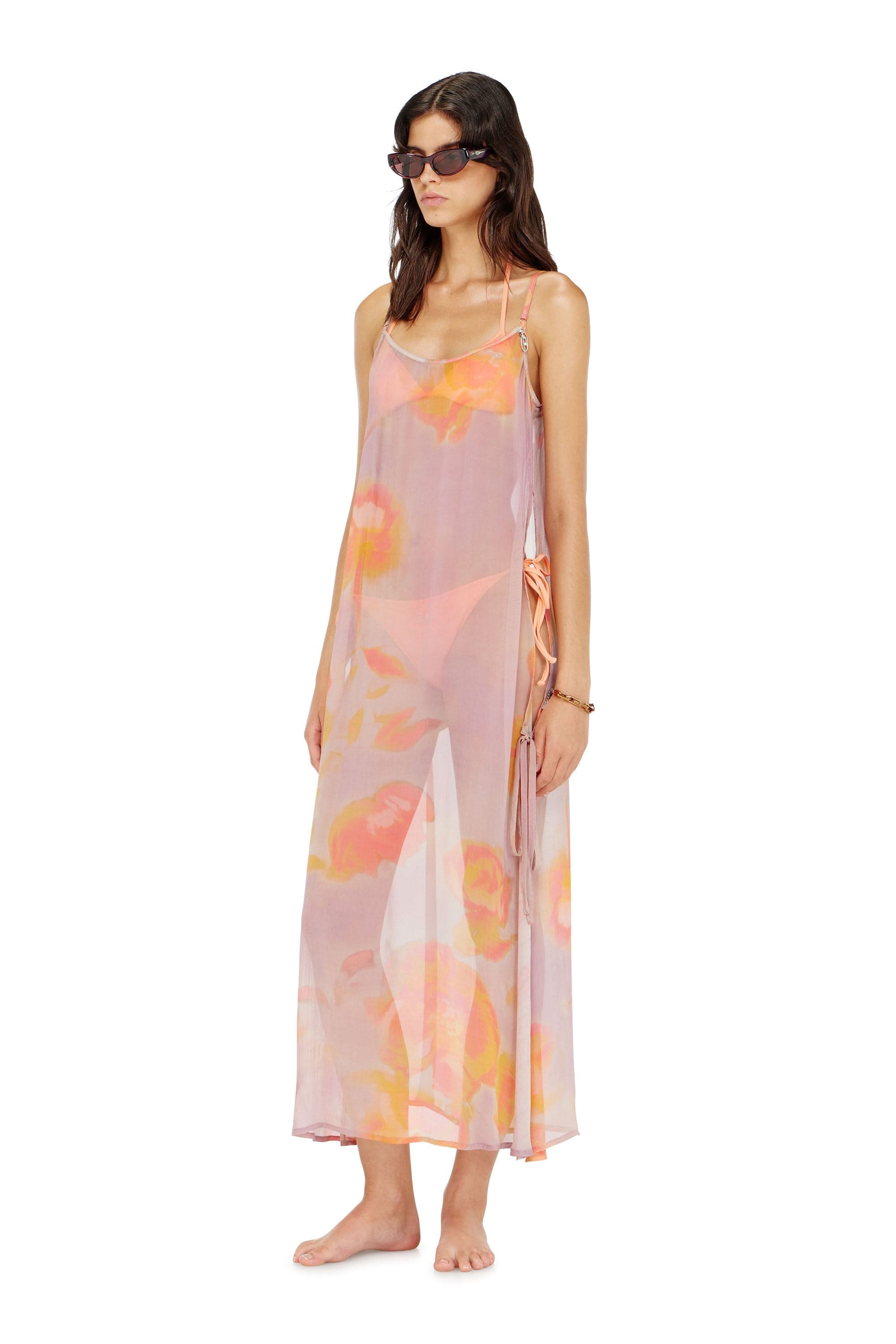 Diesel - Robe de plage en chiffon à motif floral - Out of water - Femme - Violet