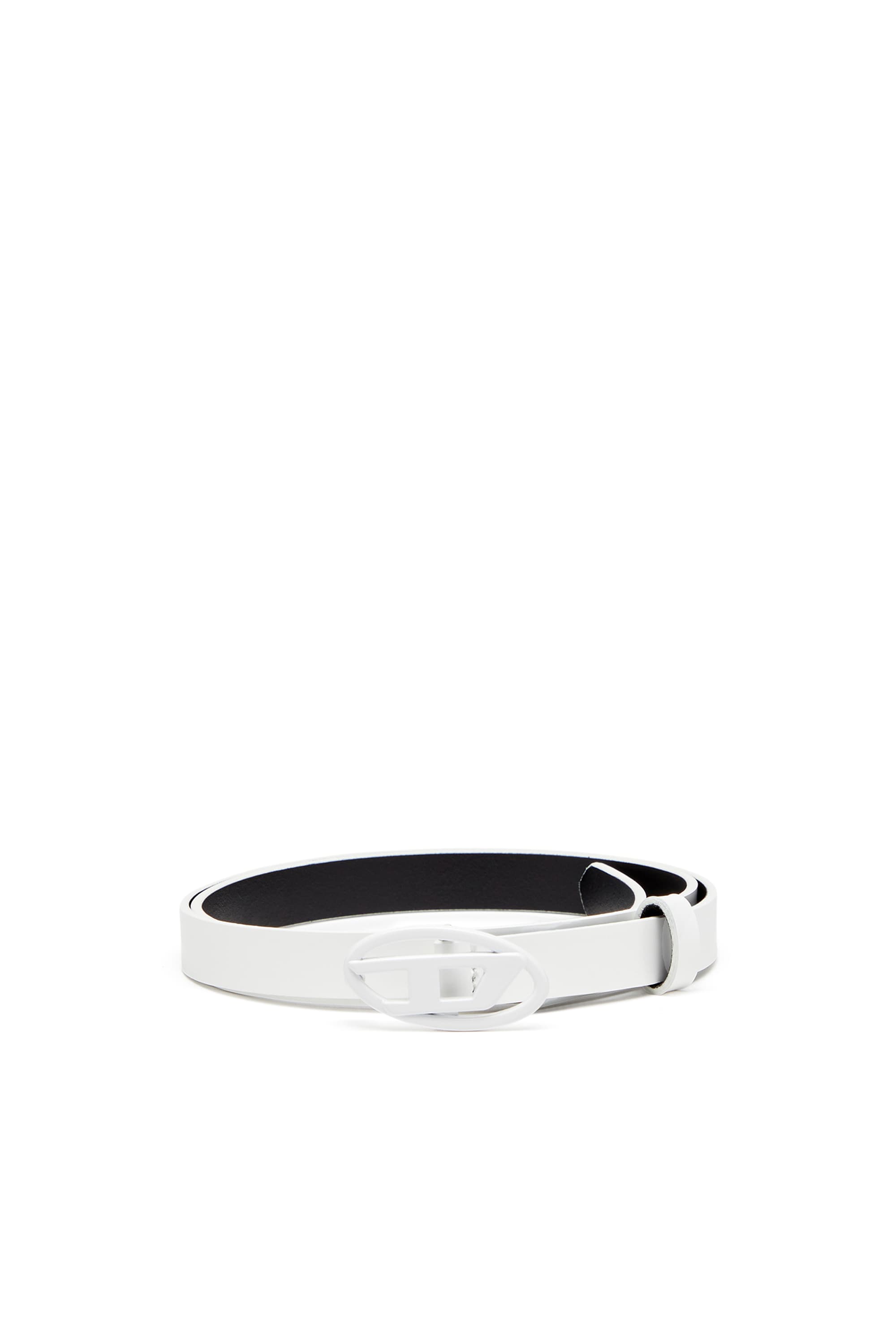 Diesel - Ceinture 1.5 cm fine en cuir brillant avec boucle Oval D - Ceintures - Femme - Blanc