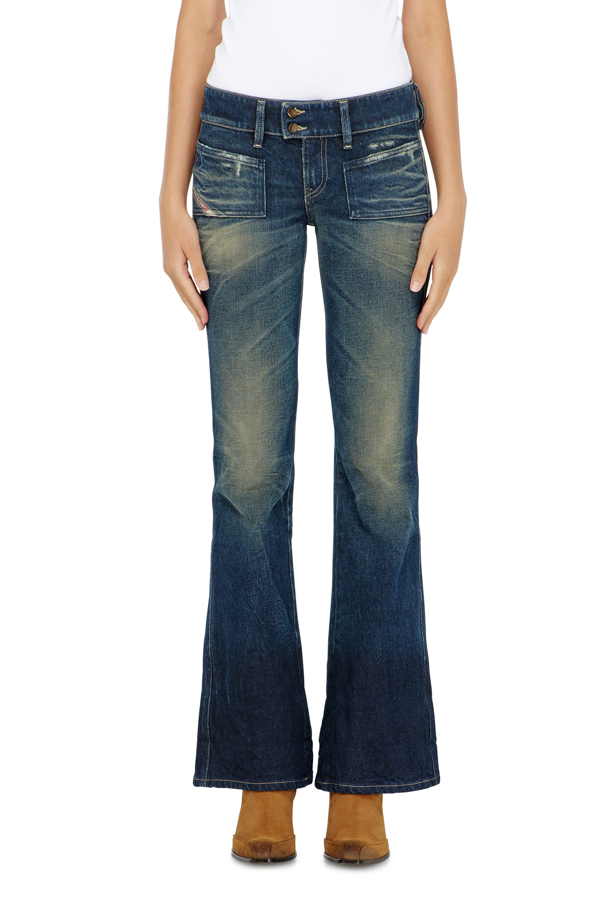 Diesel Jeans Bootcut Taille Basse D-Hush,, Fermeture zippée