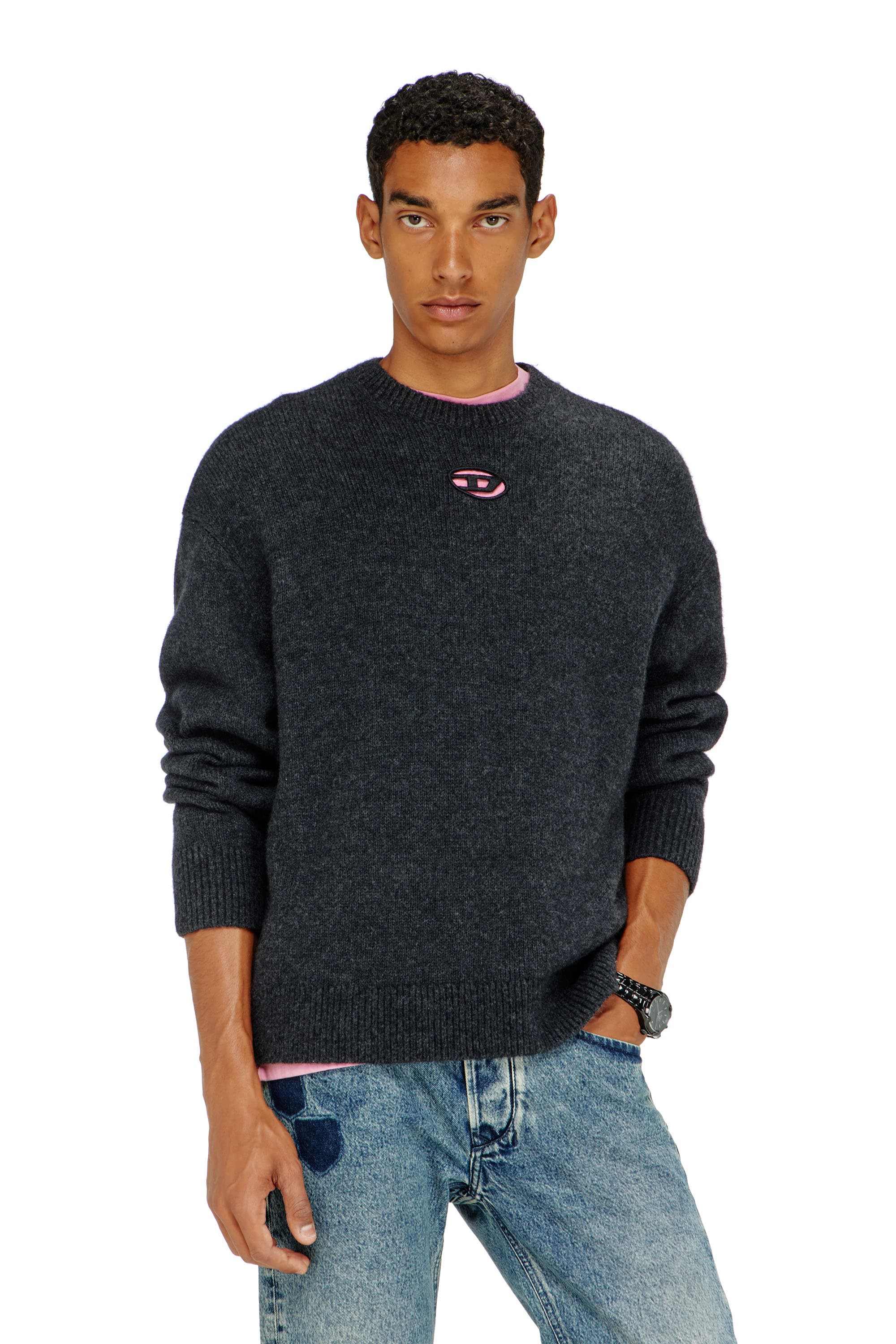 Diesel - Pull en mélange de laine et alpaga - Pull Maille - Homme - Noir