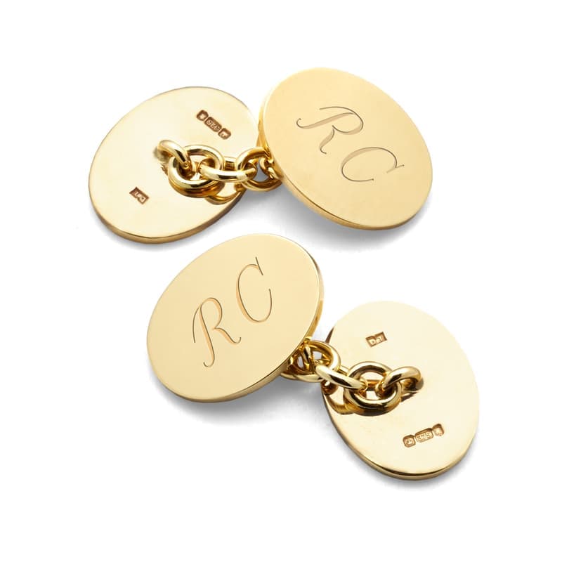 Aspinal of London Sterling Silver & Gold Plated Plain Oval Cufflinks