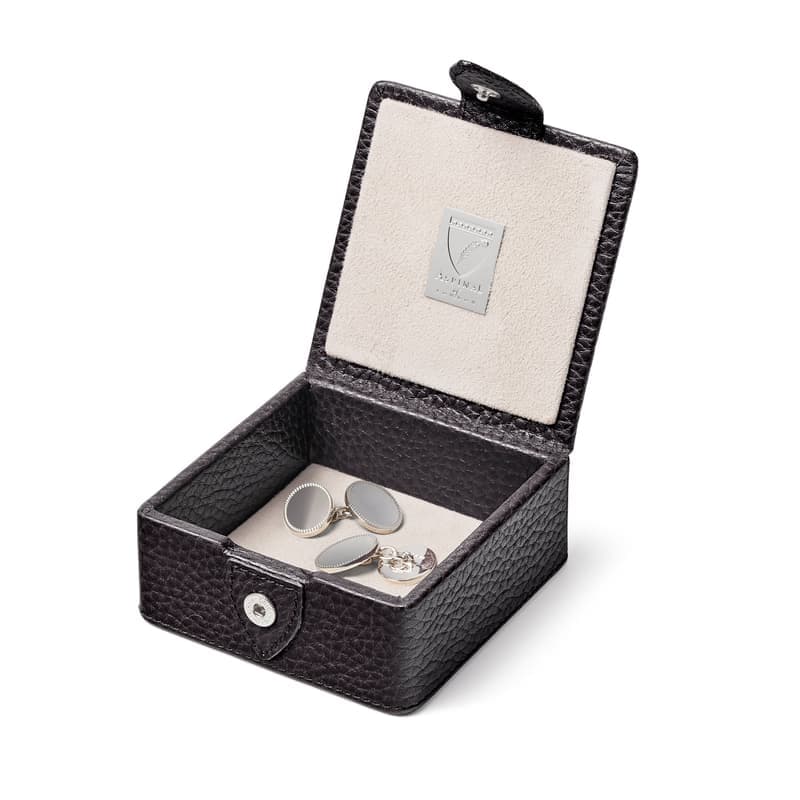 Aspinal of London Stud Box in Black Pebble