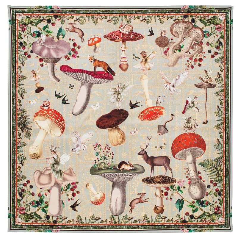 Aspinal of London Enchanted Garden Silk Scarf in Duck Egg Pure Silk
