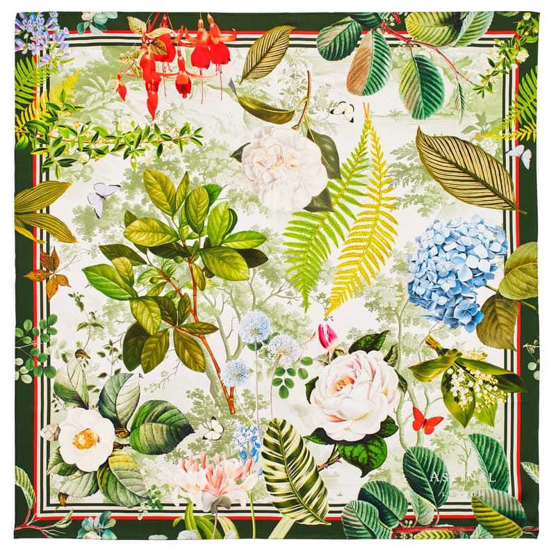 Aspinal of London Secret Forest Silk Scarf in Green Pure Silk