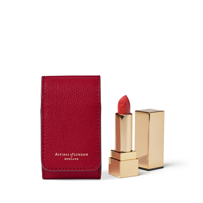 Aspinal of London Duo Lipstick Case in Cherry Red Soft Saffiano