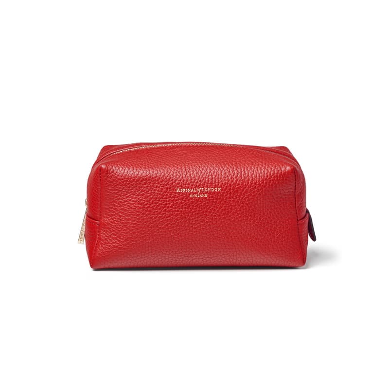 Aspinal of London Makeup Bag in Cardinal Red Pebble