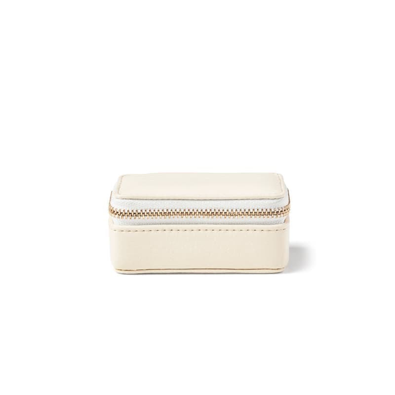 Aspinal of London Small Travel Jewellery Case in Ivory Pebble