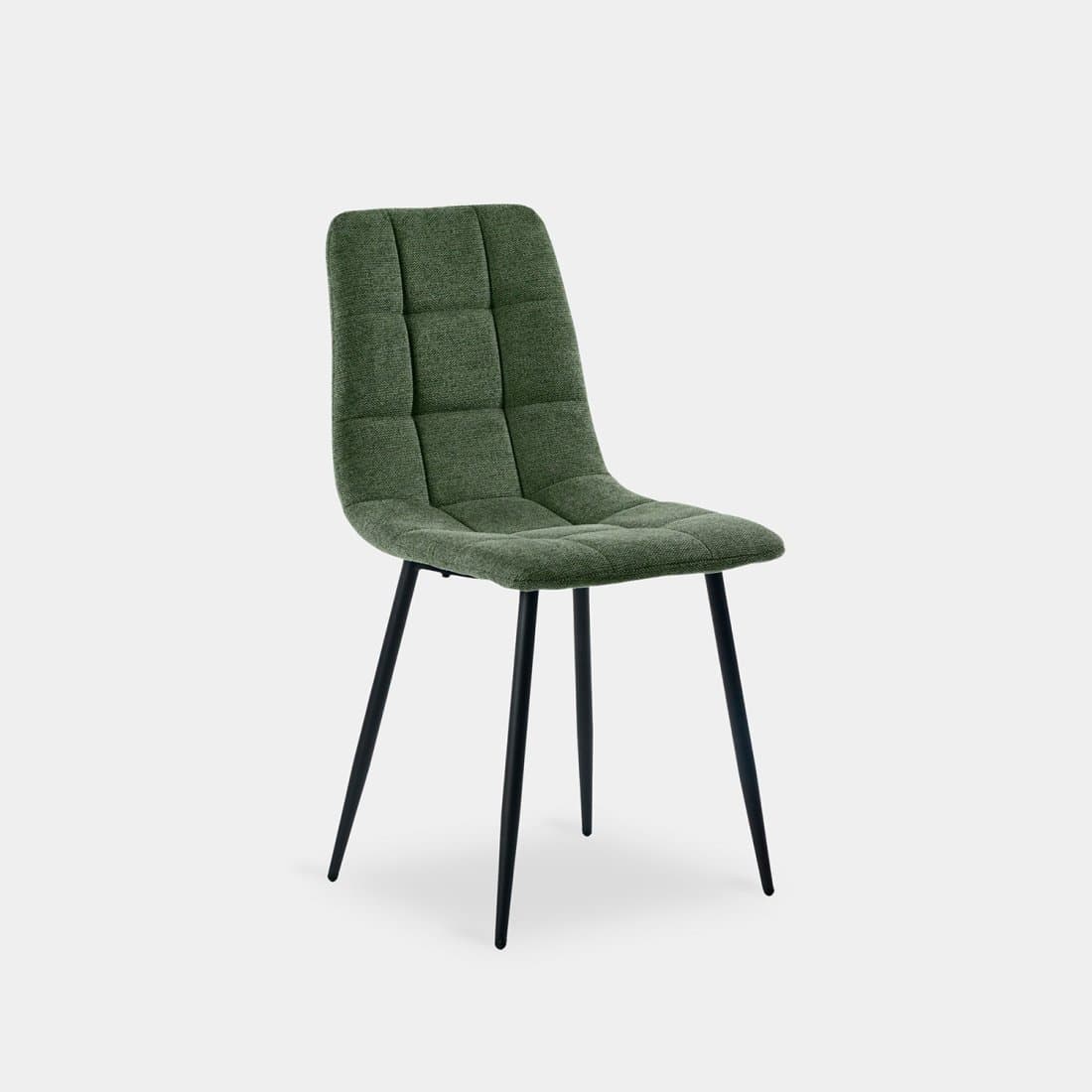 Chaise rembourrée vert avec pied noir Ailan