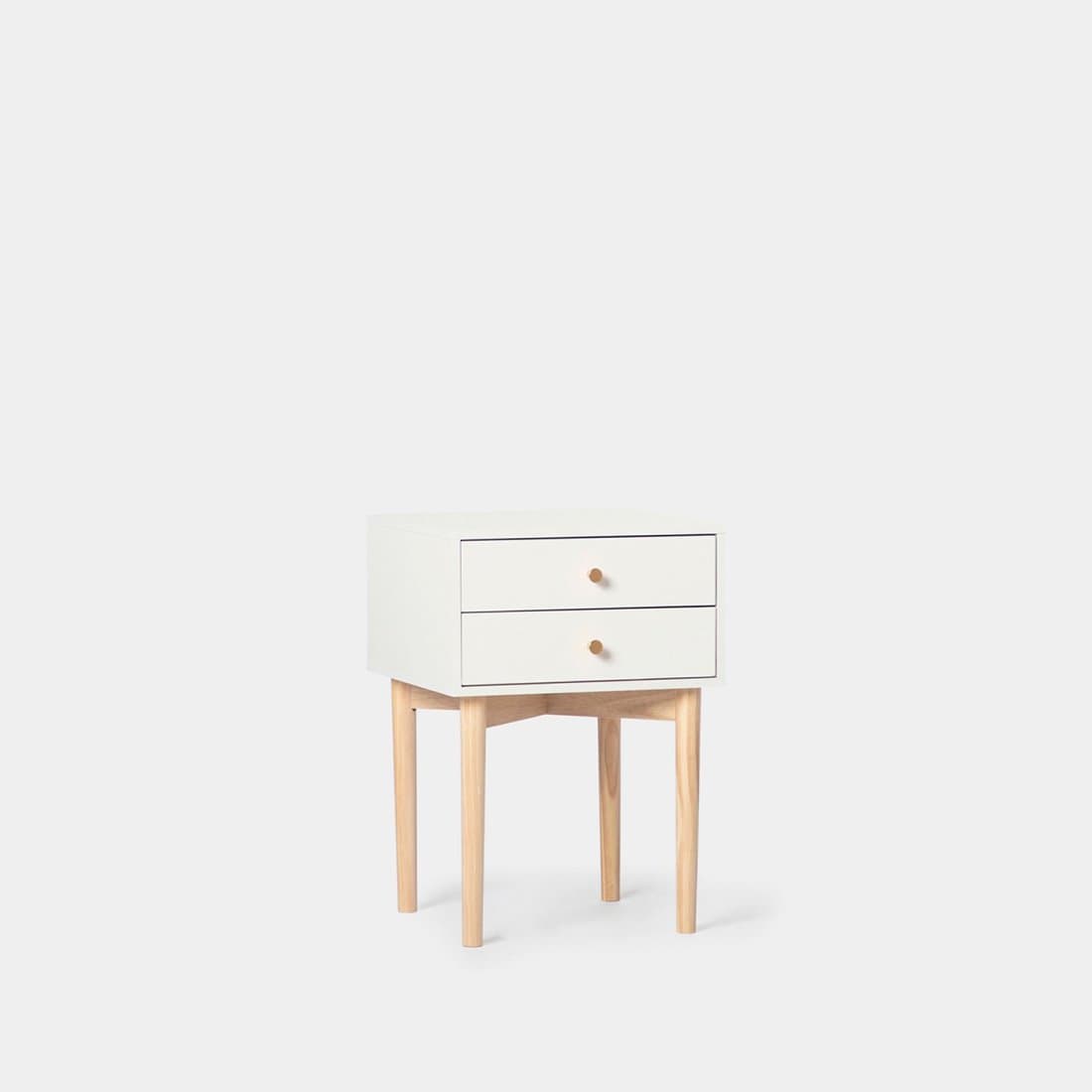 Table de chevet à 2 tiroirs en bois couleur blanche Vichy