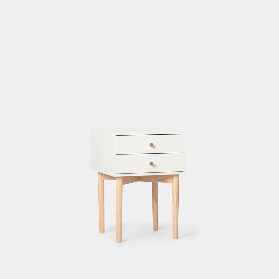 Table de chevet à 2 tiroirs en bois couleur blanche Vichy