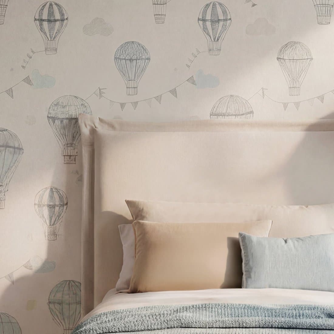 Tête de lit déhoussable rembourrée pour lit de 90 beige Louise