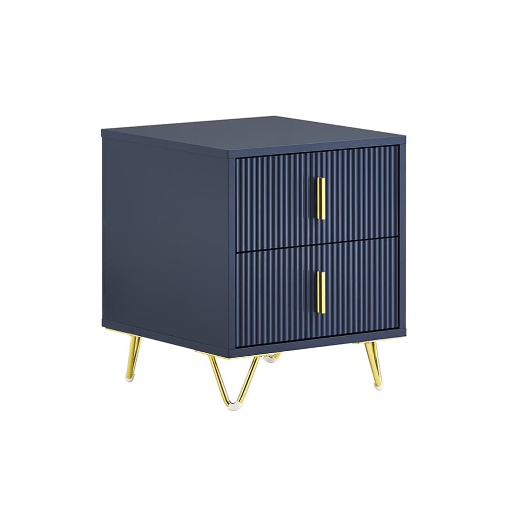 SoBuy Table de Chevet 2 tiroirs Bleu 40x40x47 cm