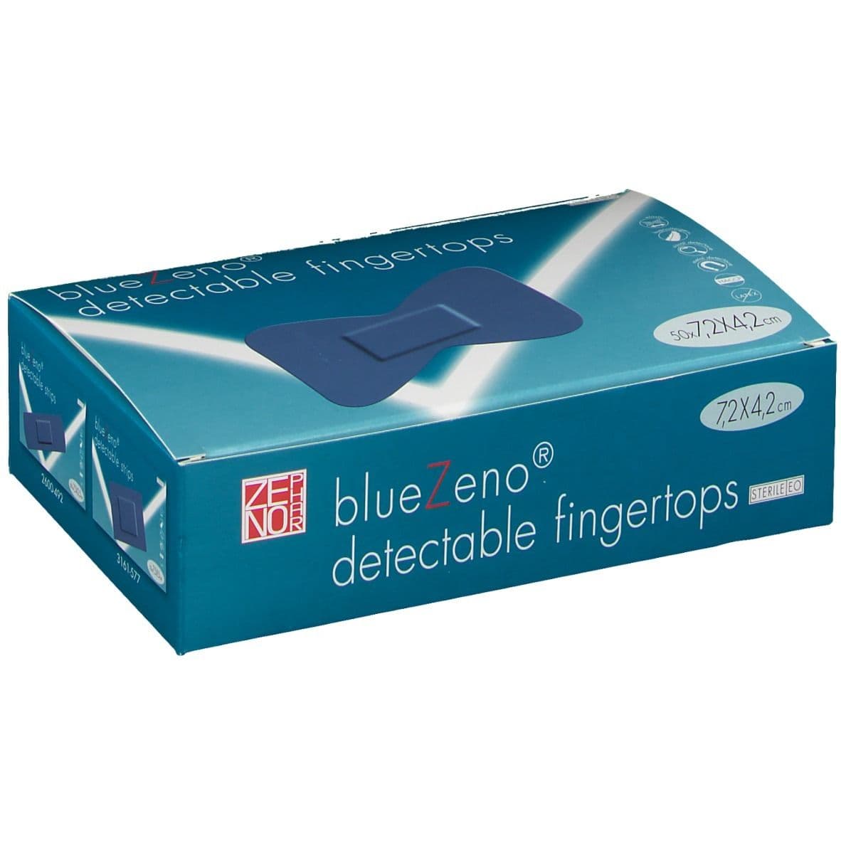 Bluezeno Detectable Fingertop Stérile 7,2cm x 4,2cm 50 pc(s) Pansement(S)
