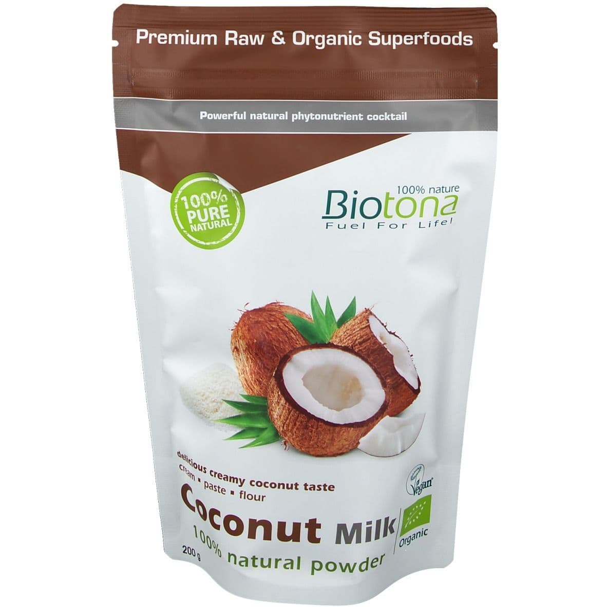 Biotona Poudre de Lait de Noix de Coco Naturel Bio 200 g Poudre