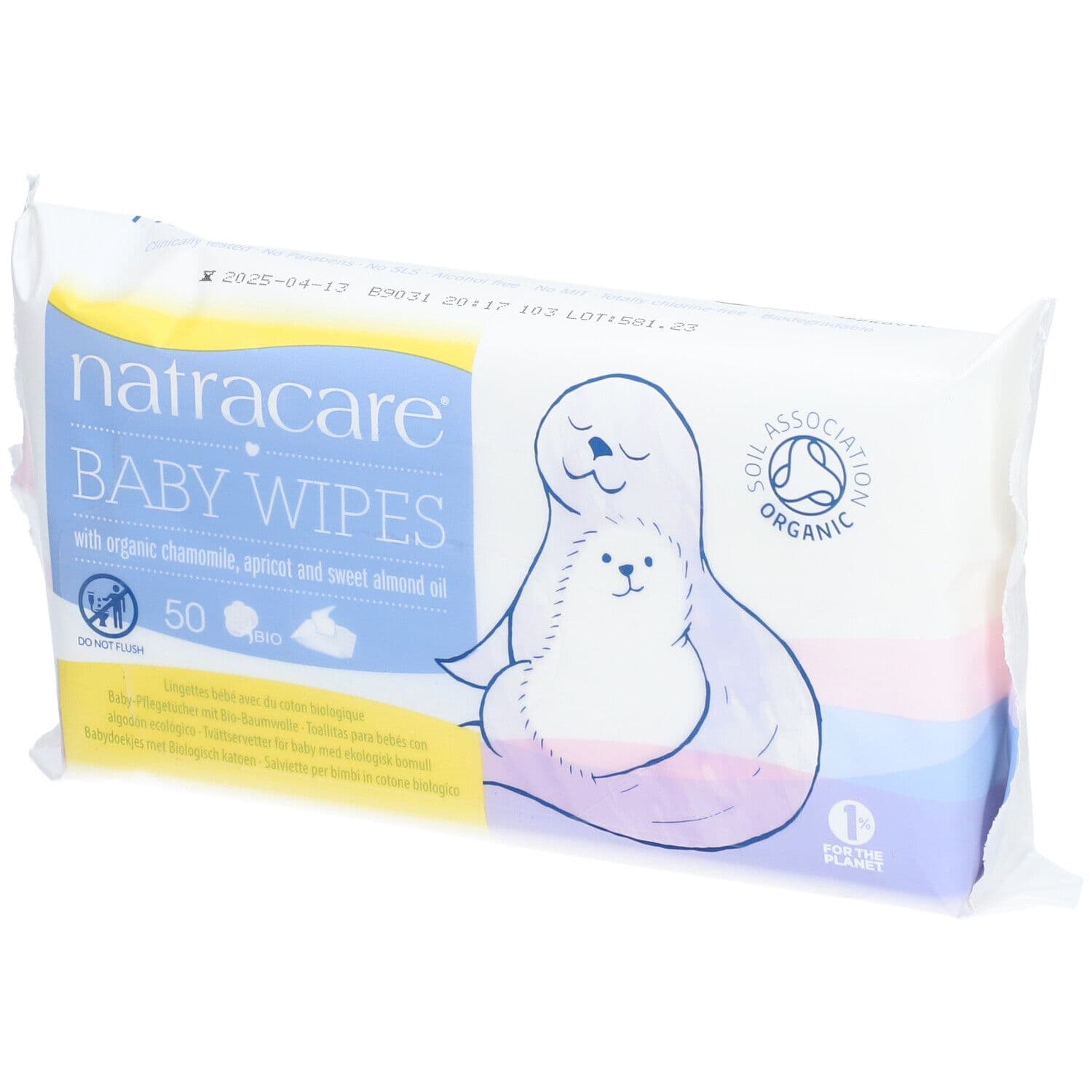 Natracare Baby Wipes avec coton biologique, camomille et huiles naturelles 50 pc(s) Lingette(S)