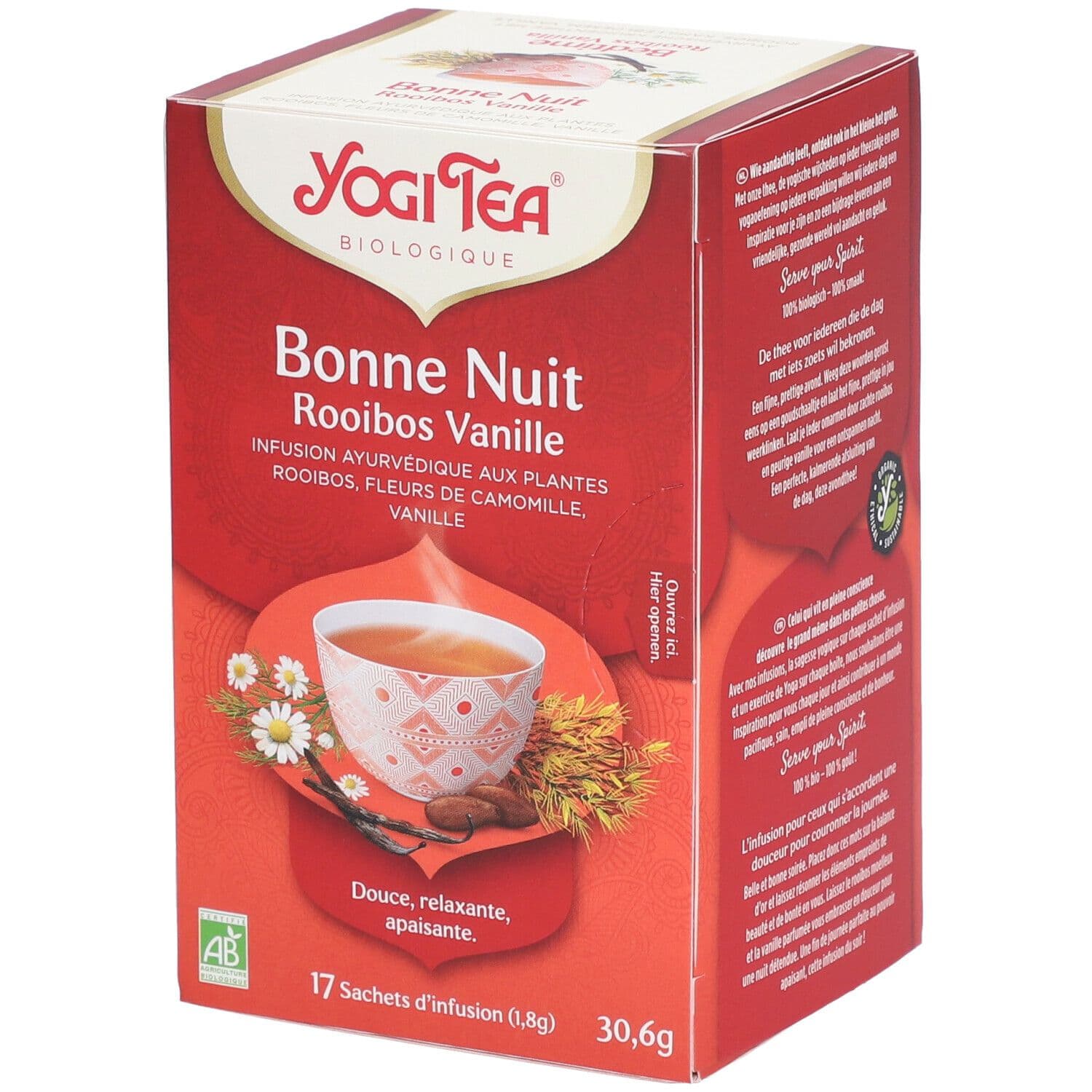 Yogi Tea Bonne Nuit Rooibos Vanille – Infusion bio apaisante pour le soir 17 pc(s) Thé Instantané