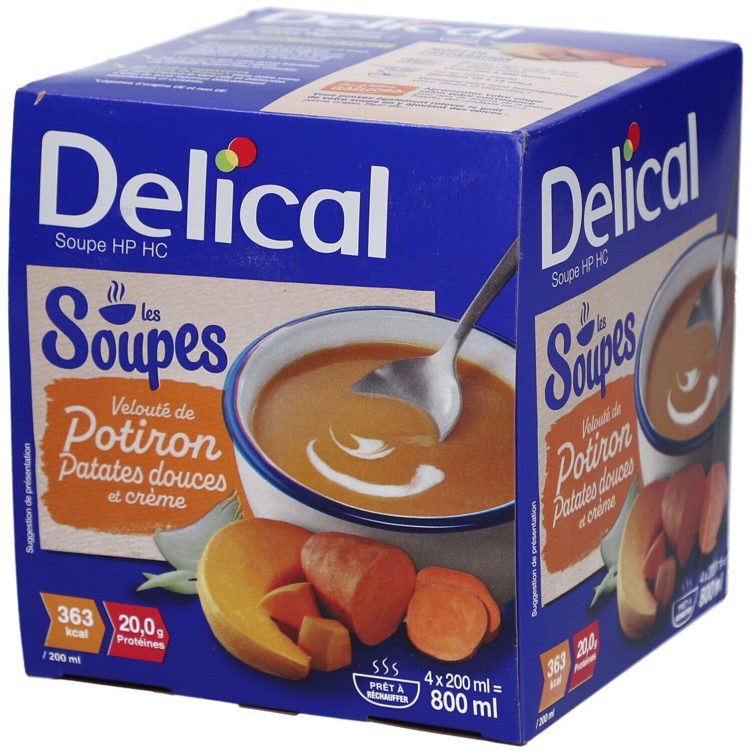 Delical Soupe HP HC Velouté de Potiron, patates douces et crème Aliment 4x200 ml