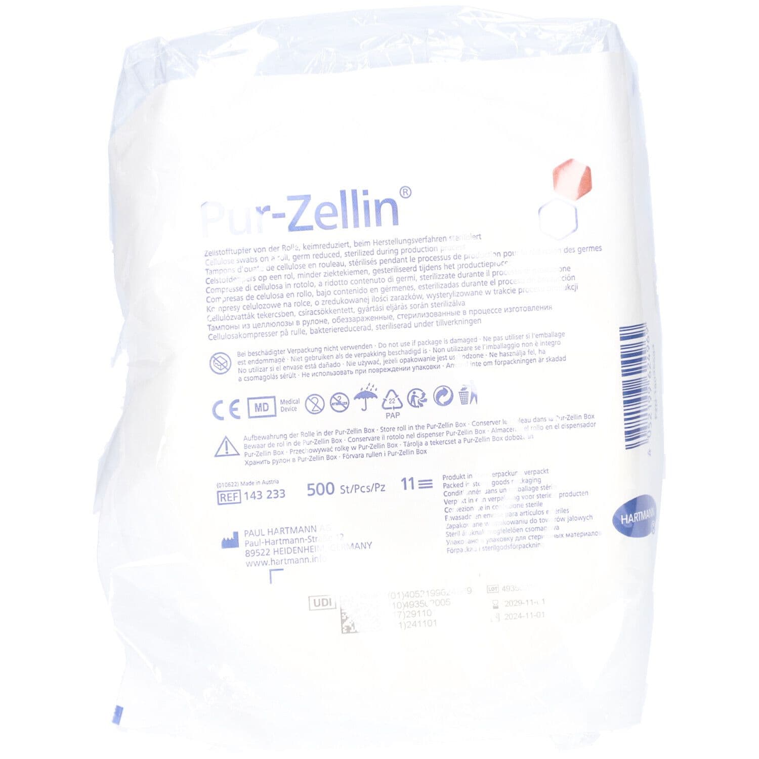 Hartmann Pur Zellin Roll Deppers 4x5cm 500 1432330 Bandage(S) pc(s)
