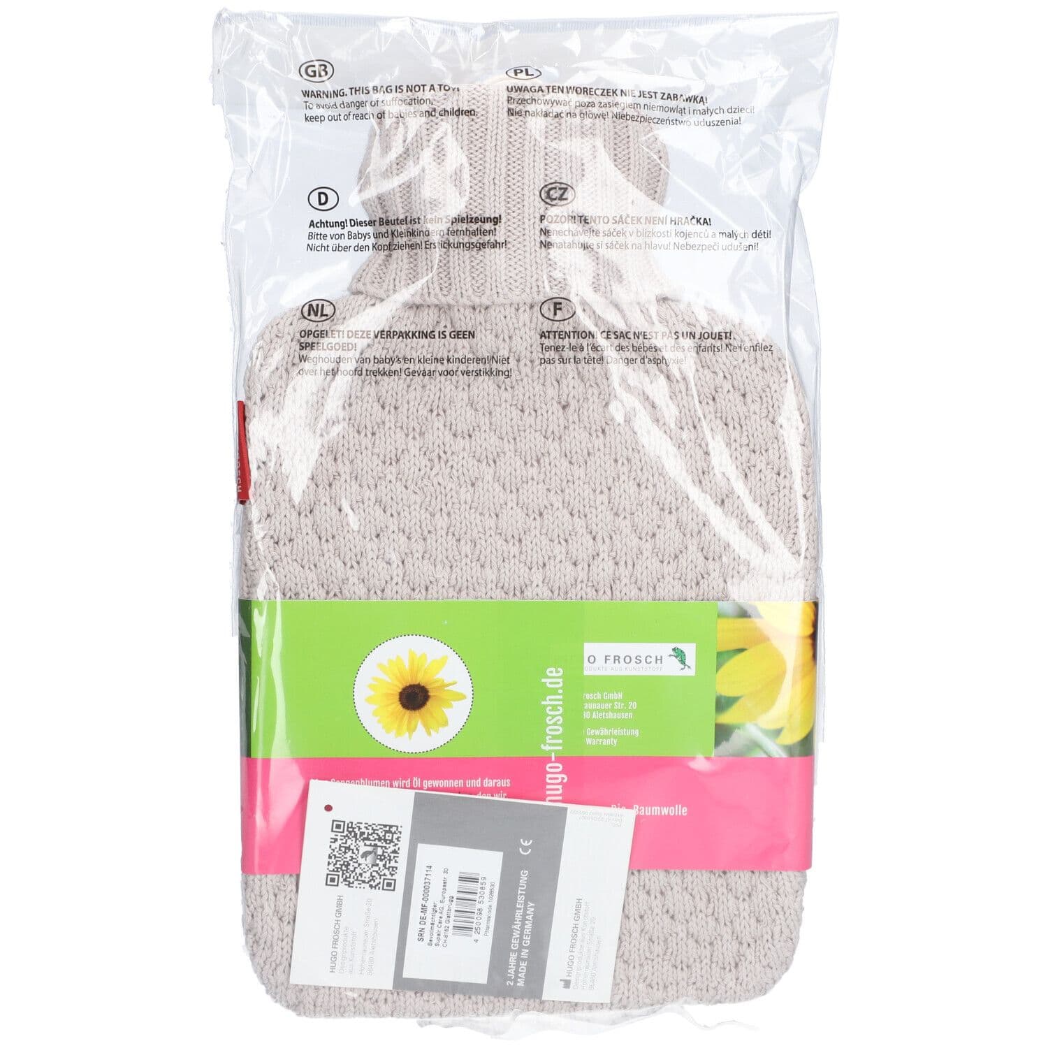 FROSCH Bouillotte PVC 1,8L Coton bio Sable 1 pc(s) Accessoire(S)