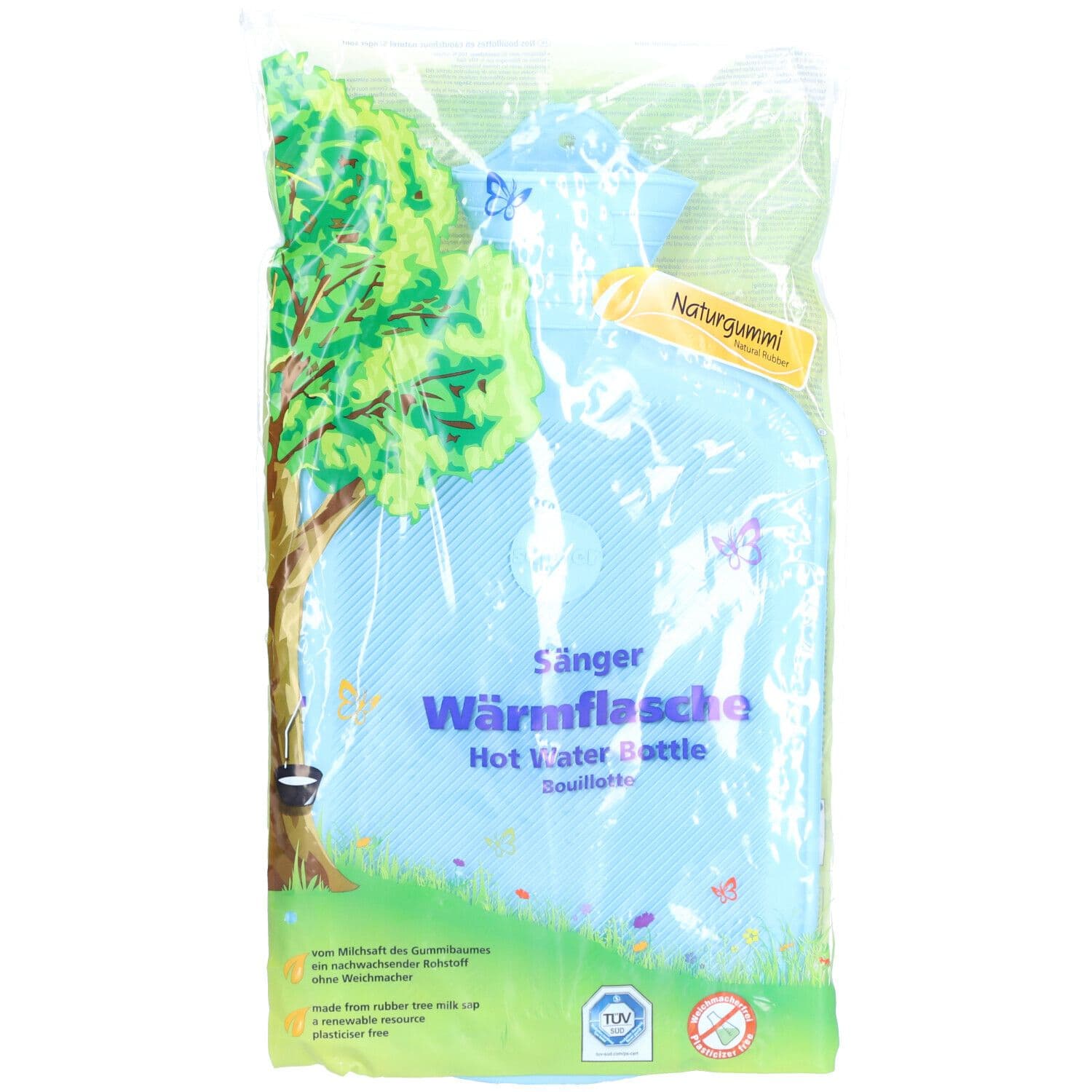 Sänger Bouillotte 2L – Bleu Clair – Face Lisse & Cannelée 1 pc(s) Bouillotte