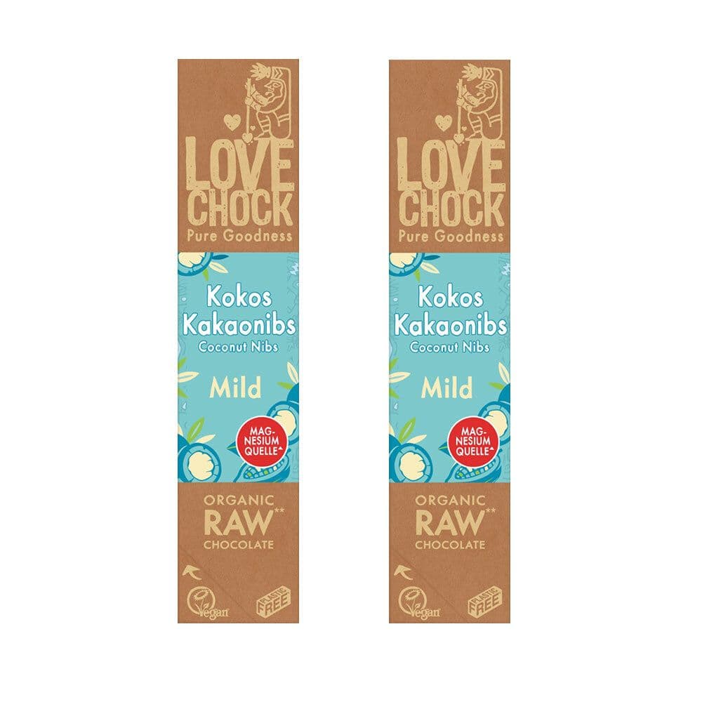 Lovechock Bio Noix de coco Éclats Barre 2x40 g Chocolat